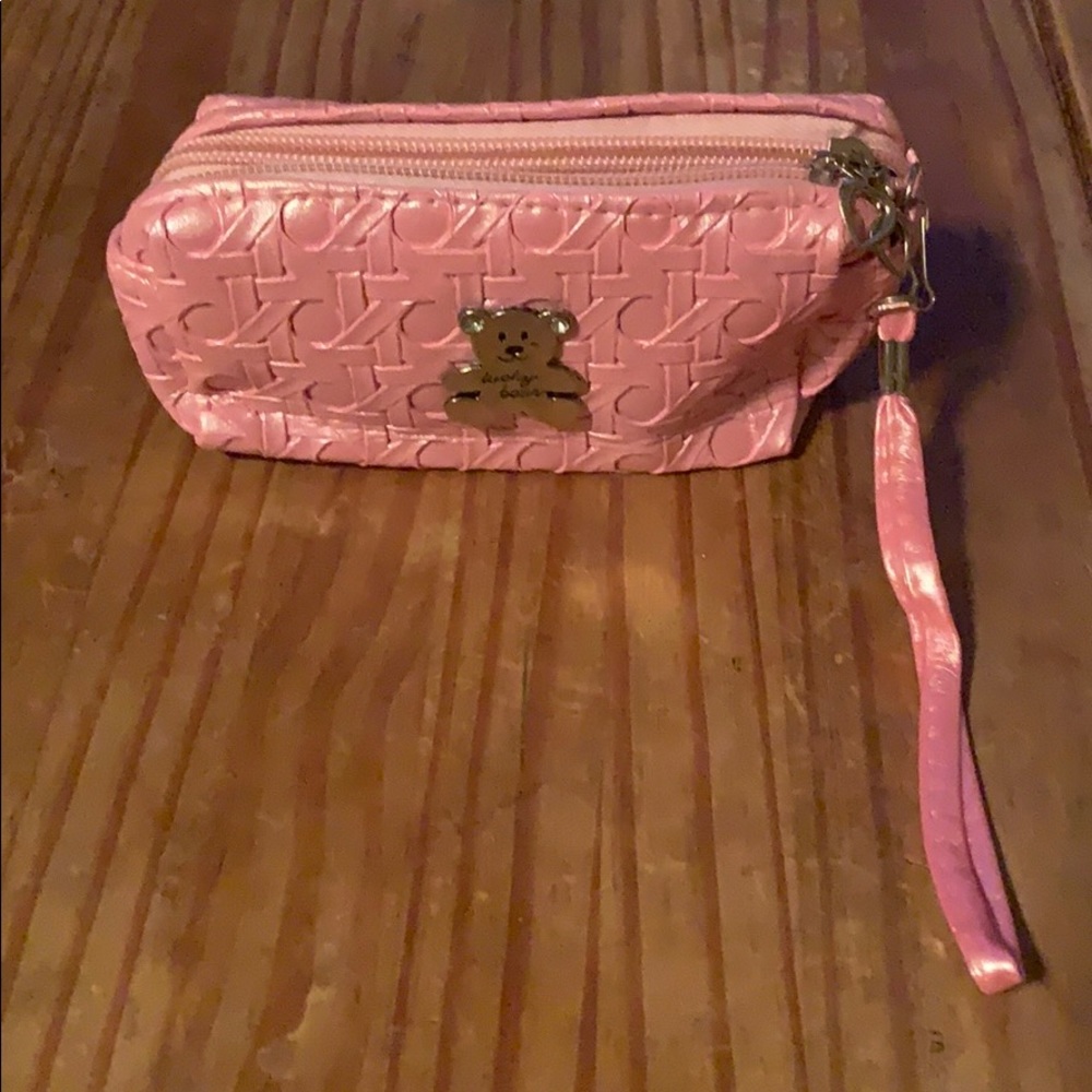 New Pink Lucky Bear Wristlet